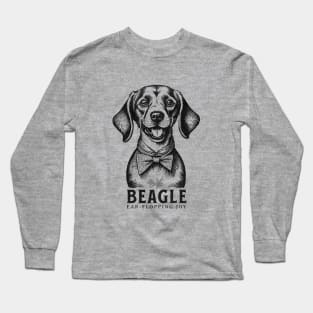 Beagle Ear Flopping Joy - Vintage Style Dog Art Long Sleeve T-Shirt